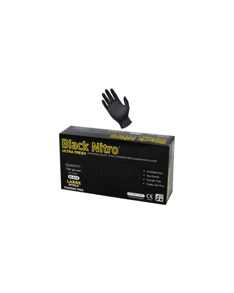 Black Nitrile Nitro Powder Free Disposable Gloves - Heavy Duty